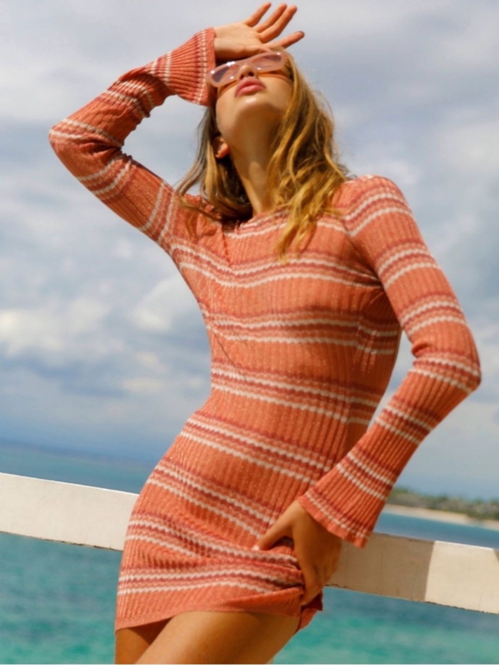 L*Space Waloma Tunic Dress Striped Knit Coverup